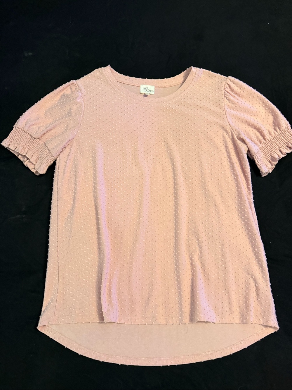Ava James Pink Dot-Textured Puff Sleeve Tee